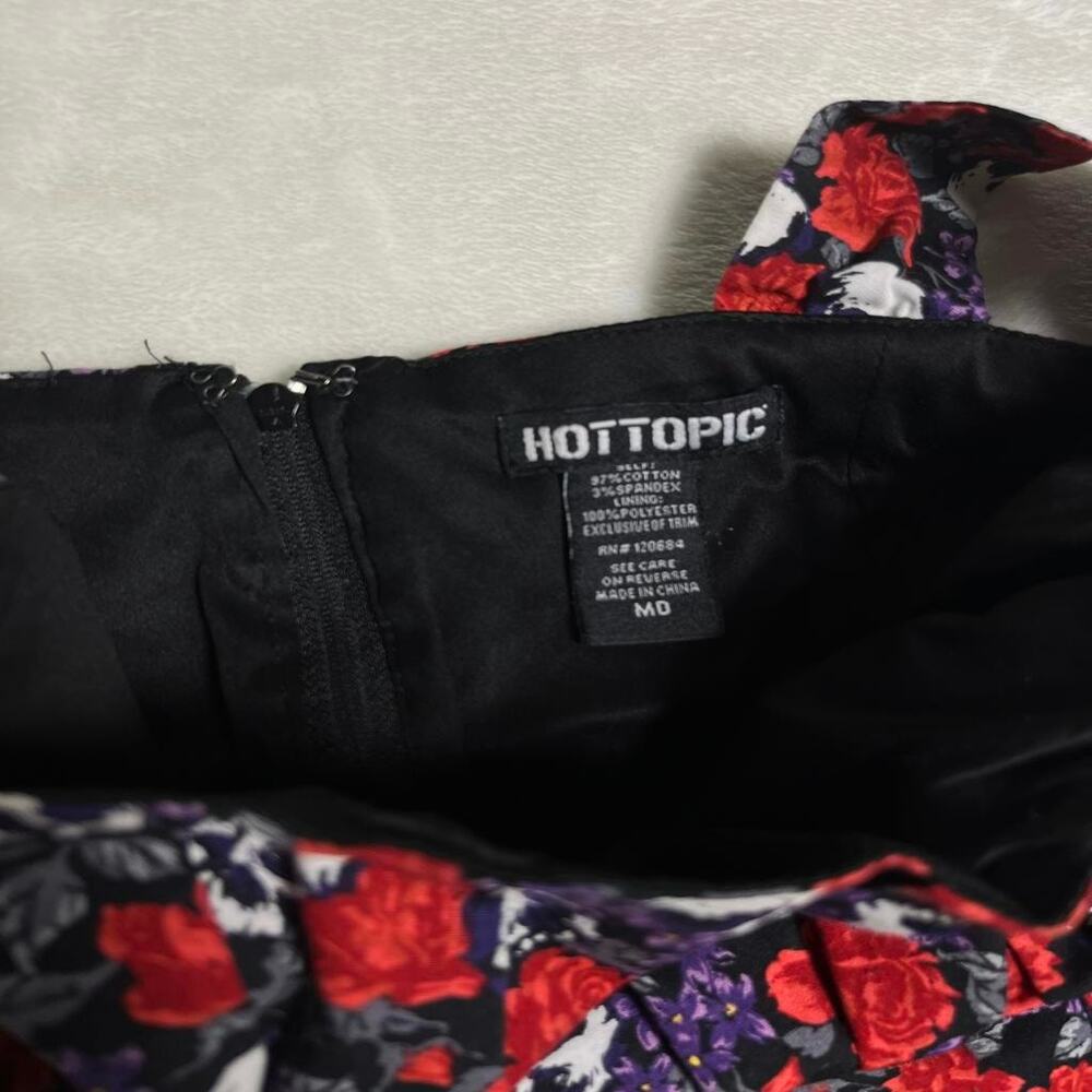 Hot Topic Goth Girl Baby Doll Dress Women's M Skull Flower Stitch Trim Halloween - Picture 3 of 9